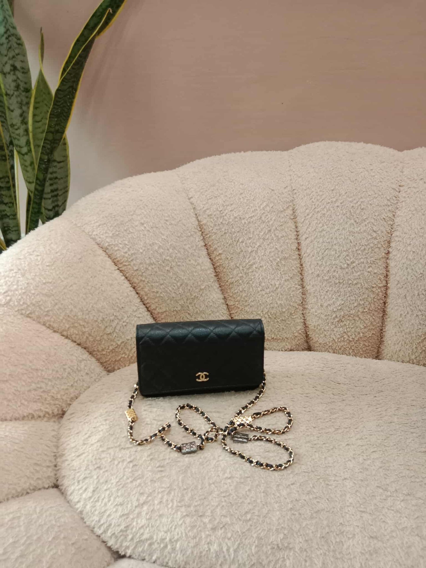 Chanel Classic Wallet on Chain Black Caviar Microchipped