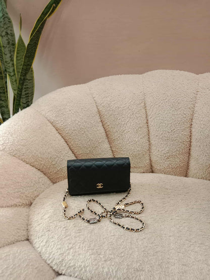 Chanel Classic Wallet on Chain Black Caviar Microchipped