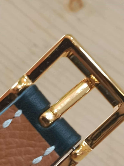 Hermes Lucky 15 Reversible Belt Swift/Epsom Gold/Noir Stamp Z 2021