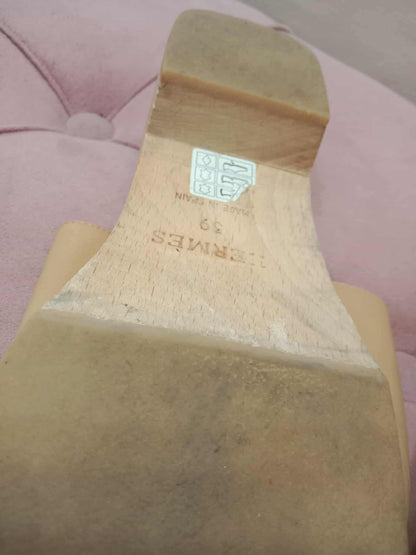 Hermes Kevlar Slides Sandal Beige Size 39