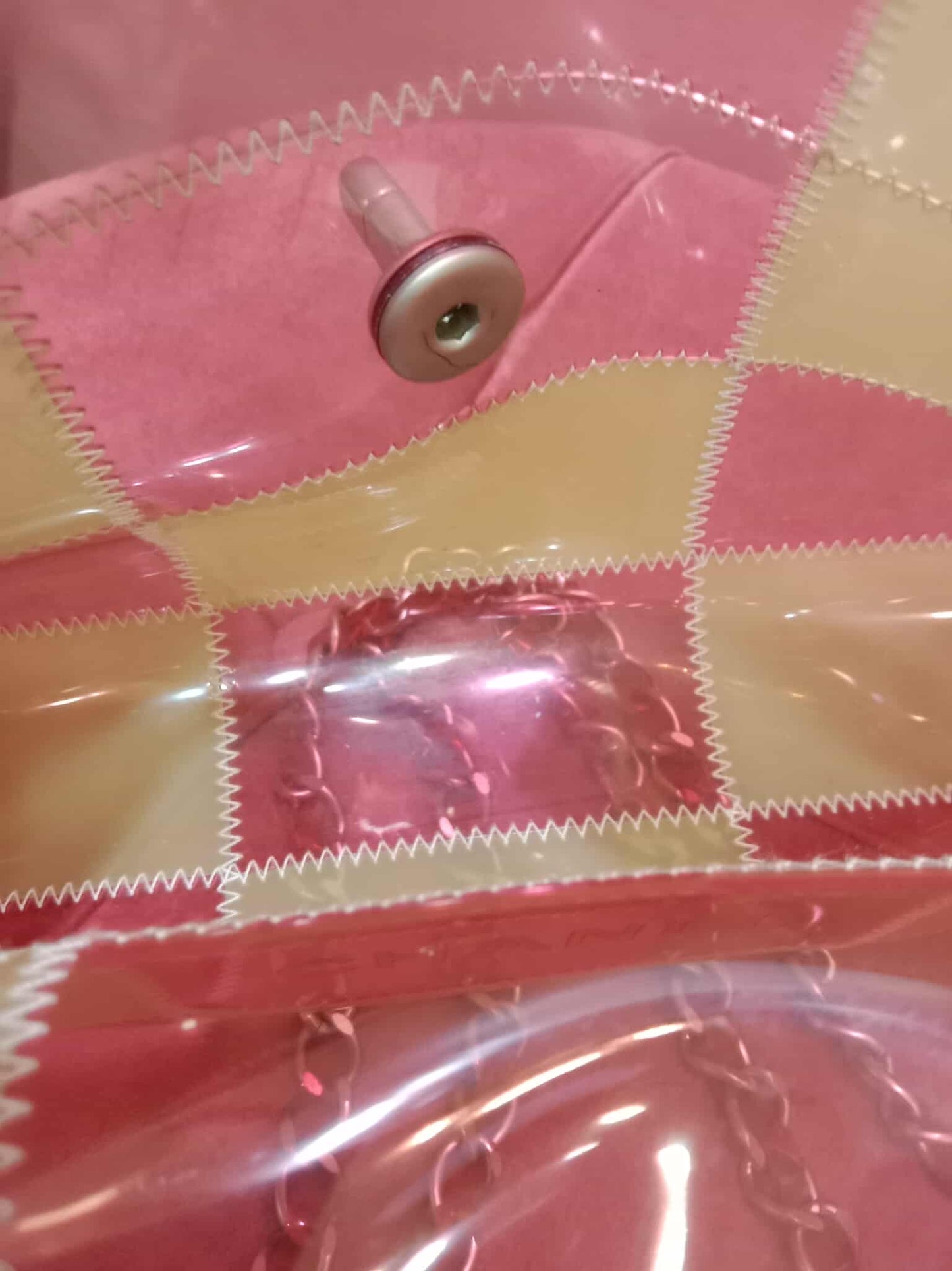 Chanel PVC Patchwork Stitched Flap Bag Beige/Pink Series 5