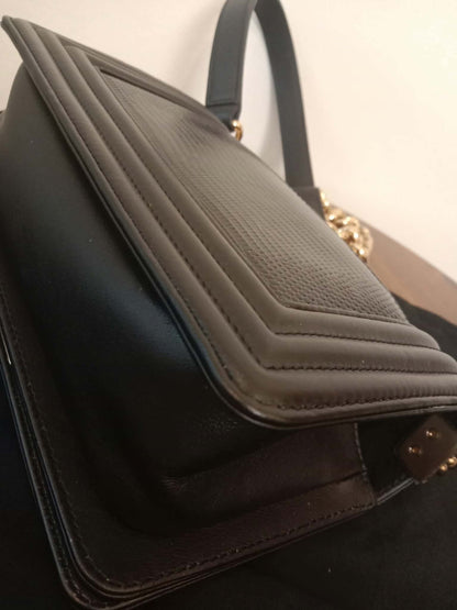 Chanel Leboy Lizard/Calfskin Black Leboy Small Series 27