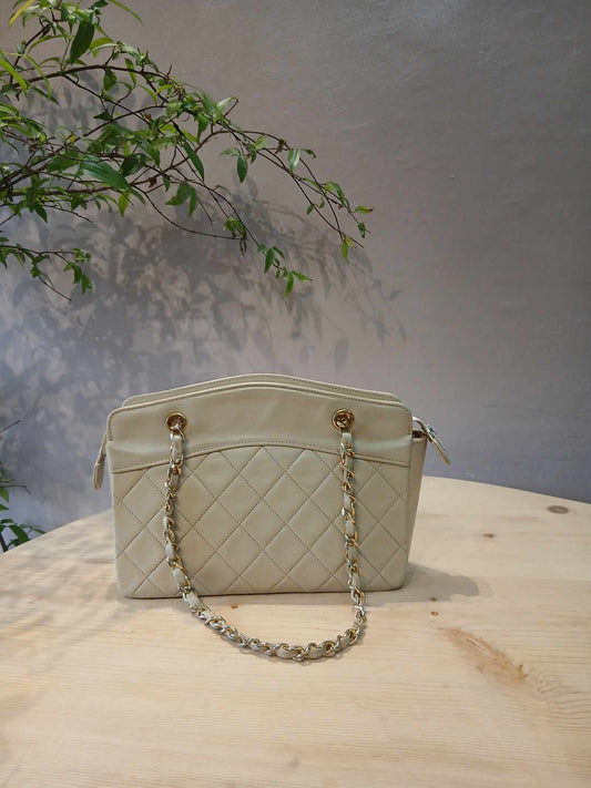 Chanel Vintage Beige Lambskin Bag Series 1