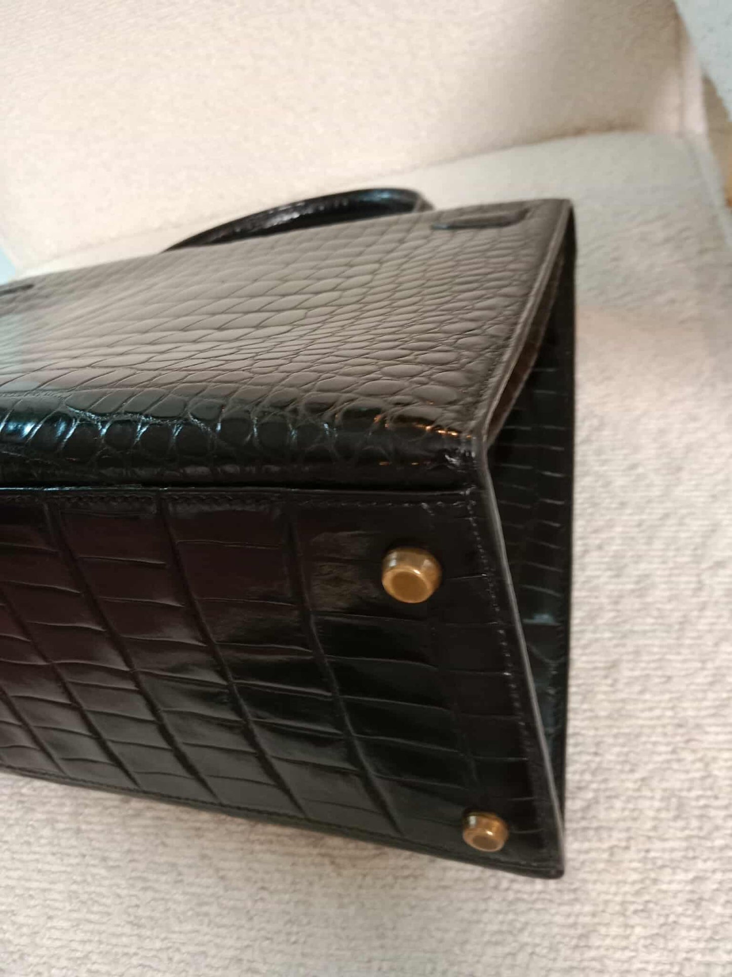 Hermes Kelly 35 Crocodile Noir Stamp G Circle 1977