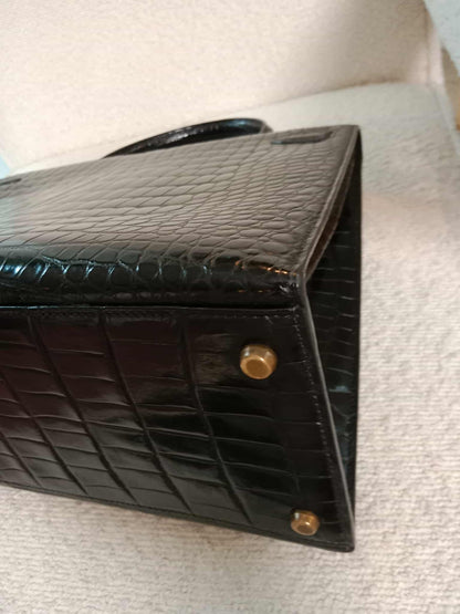 Hermes Kelly 35 Crocodile Noir Stamp G Circle 1977
