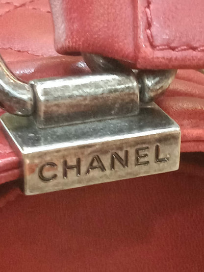 Chanel Le Boy Bag Red Lambskin Medium Series 18