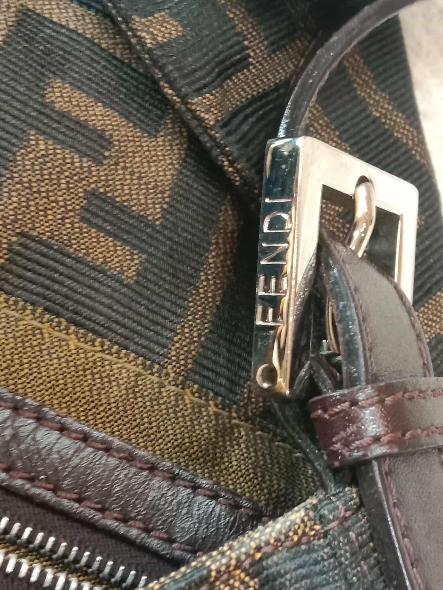 Fendi Zucca Baguette Brown Bag