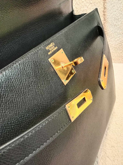 Hermes Kelly 32 Epsom Noir Stamp G Square 2003