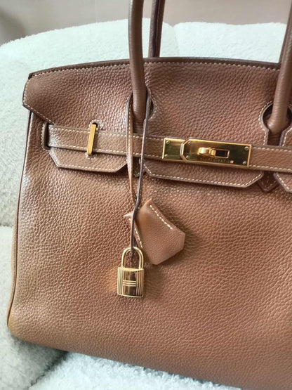 Hermes Birkin 30 Gold on Gold Clemence Stamp E Square 2001