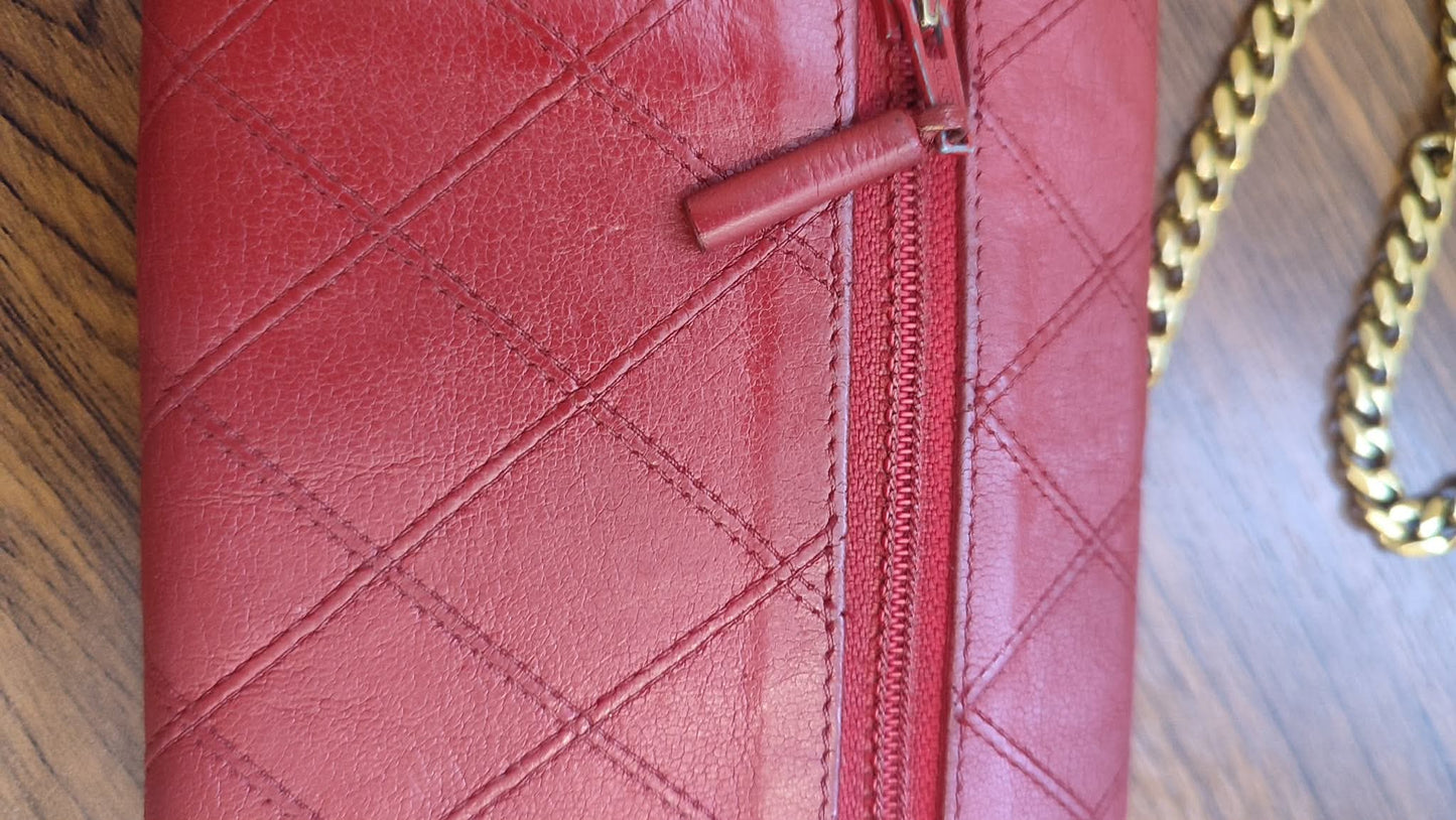 Chanel Vintage Envelope Wallet Red Lambskin Series 3