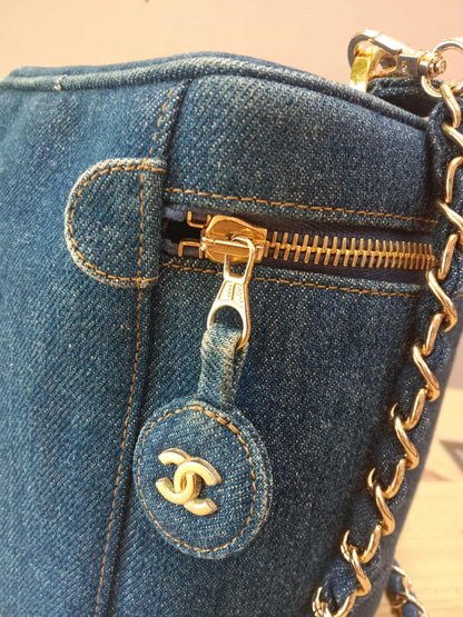 Chanel Denim Vanity Gold-Tone Hardware and the Signature Interlocking CC Logo Series 4