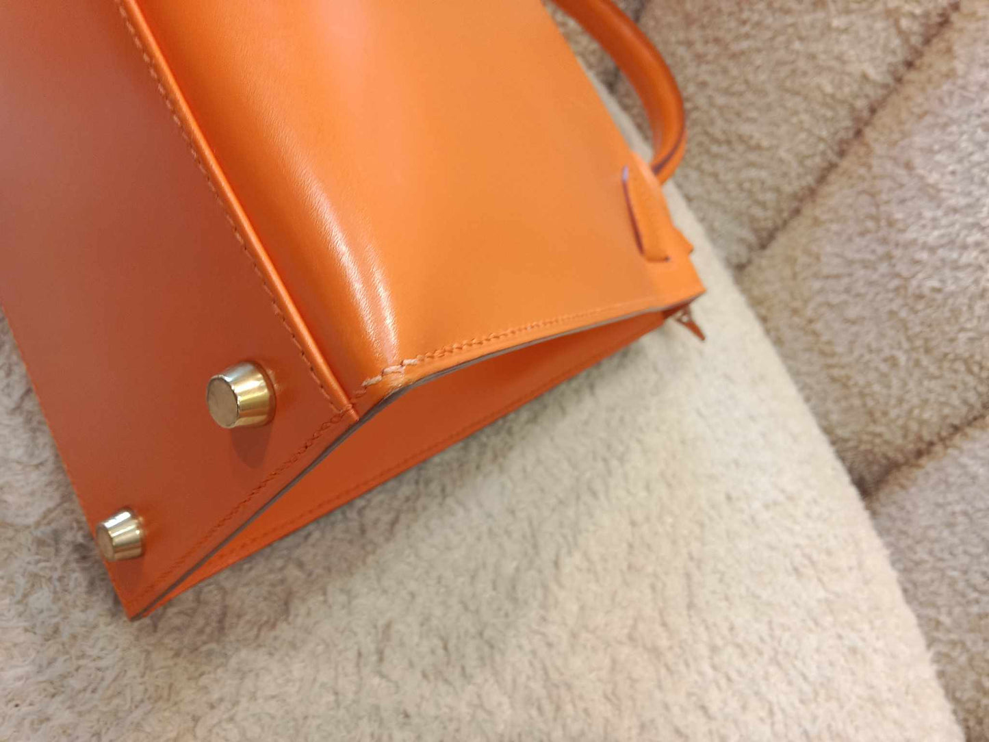 Hermes Kelly 28 Boxcalf Poppy Orange Stamp F Square