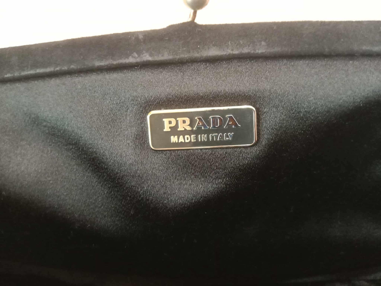 Prada Black Satin Raso Chic Kisslock Eastwest Bag