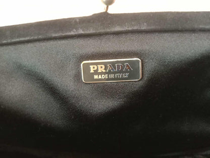 Prada Black Satin Raso Chic Kisslock Eastwest Bag