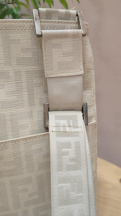 Fendi Zucca White Coated Canvas Bag