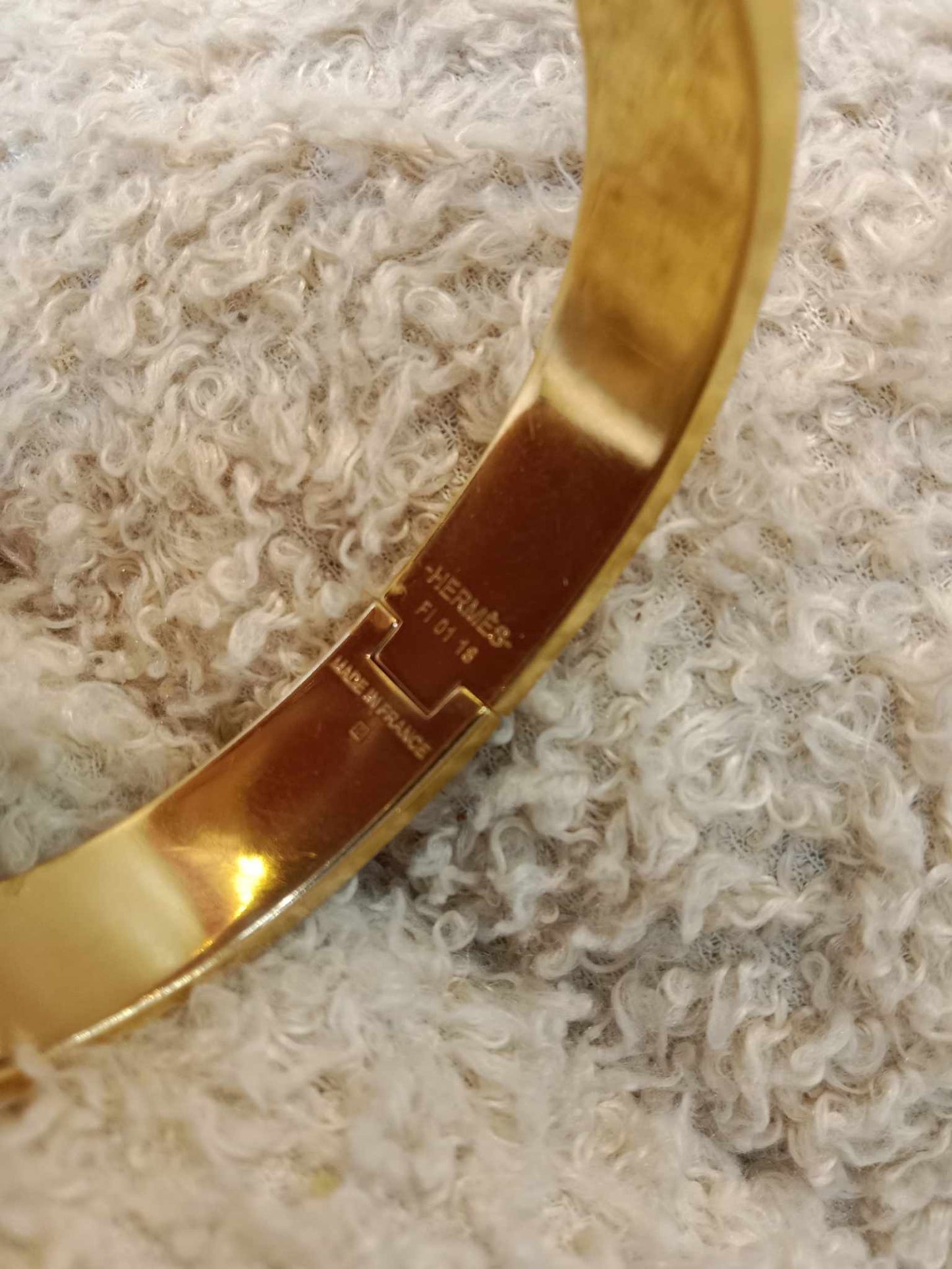 Hermes H Clic Noir Bangle Bracelet Gold Tone GM