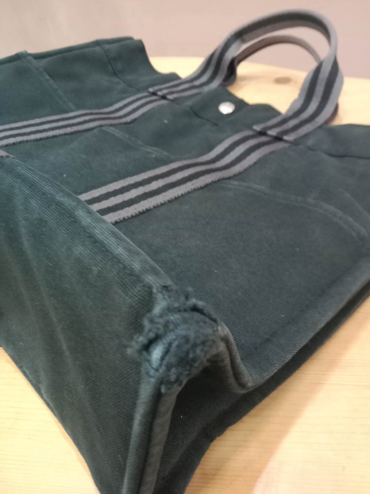 Hermes Ferrou Canvas Tote Black/Gray SHW