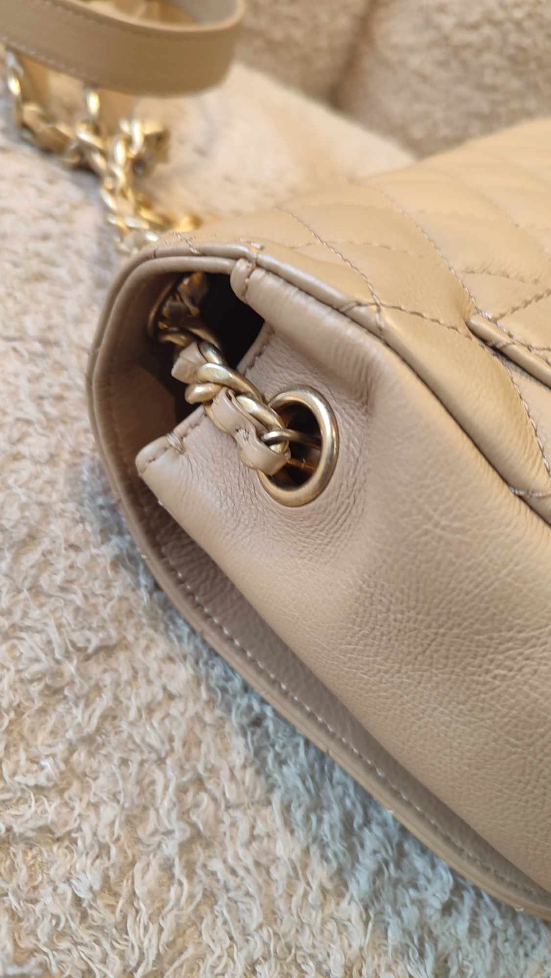 Chanel Messenger Flap Bag Lambskin Beige Series 27 Fullset