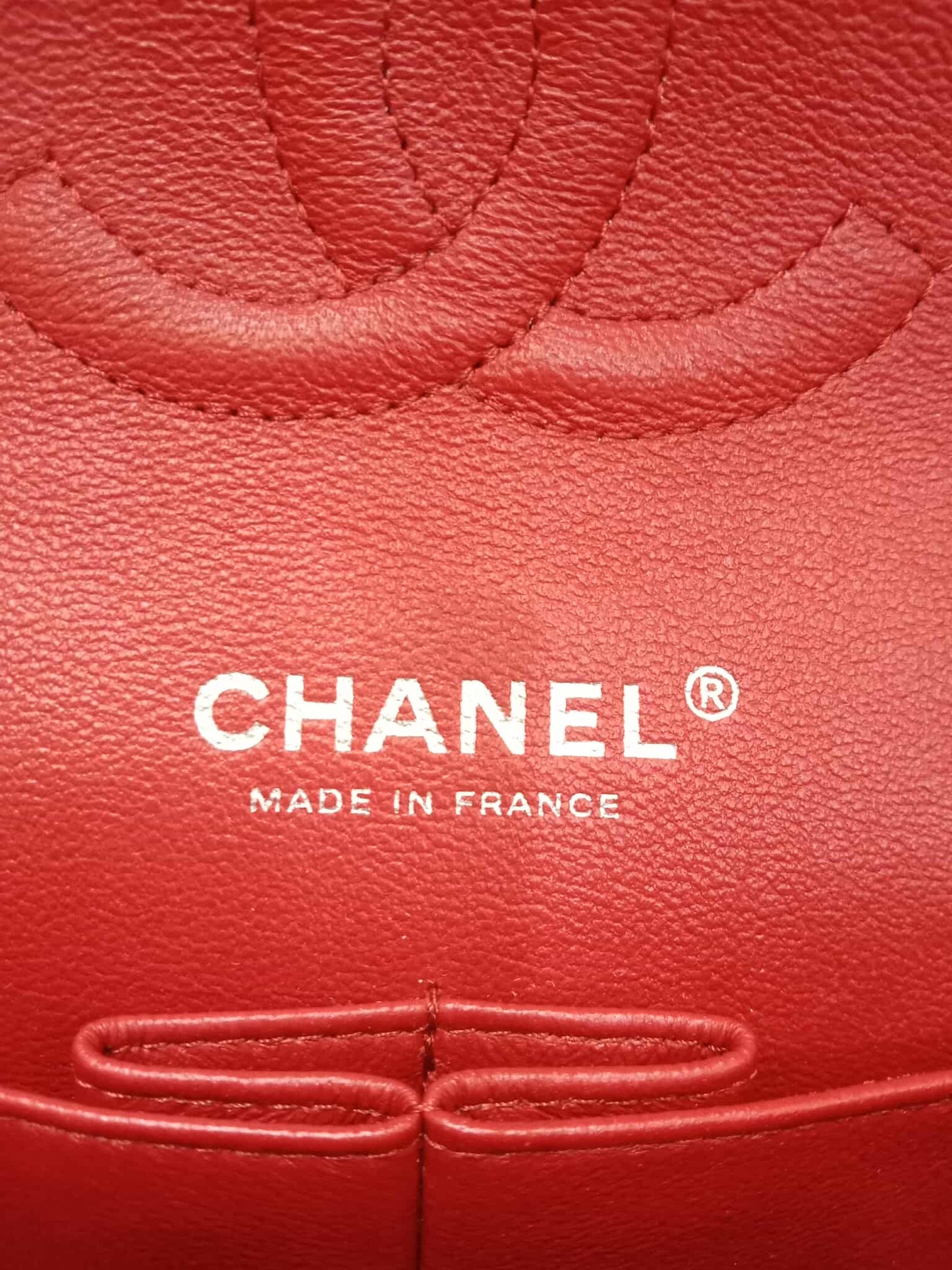 Chanel Timeless Red Quilted Lambskin Classic Double Flap Medium Series 17