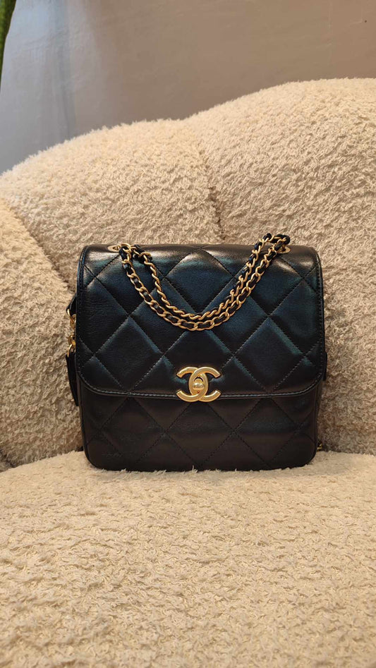 Chanel Square Flap Backpack Lambskin Microchipped