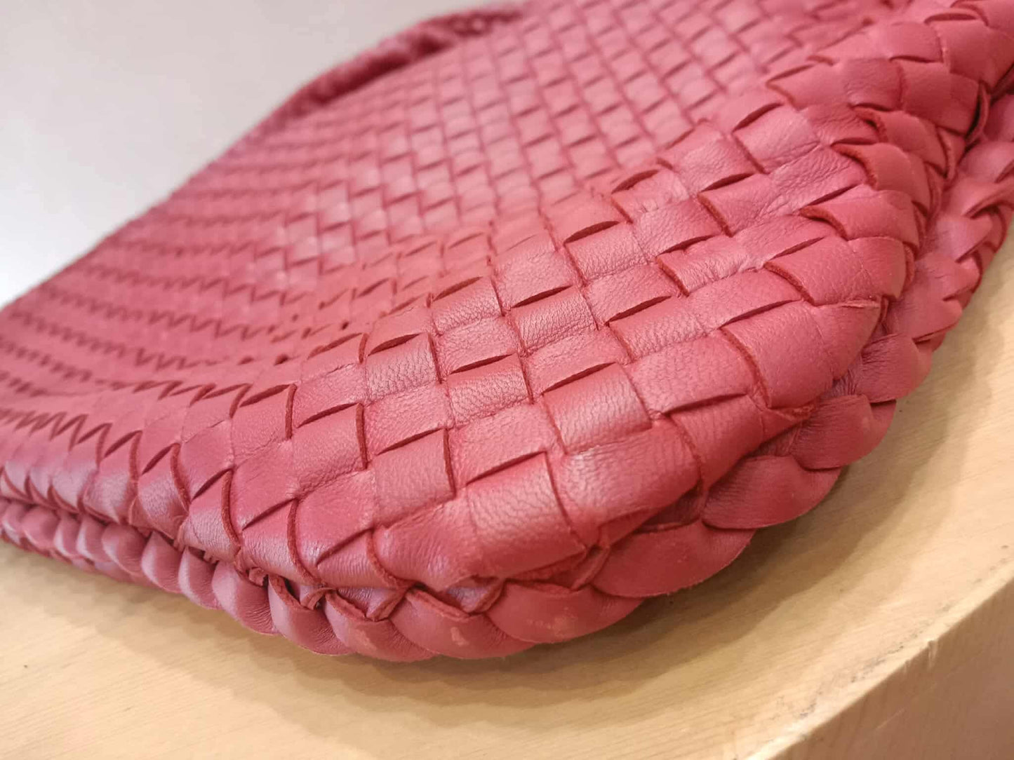 Bottega Veneta Intrecciato Hobo Bag Red