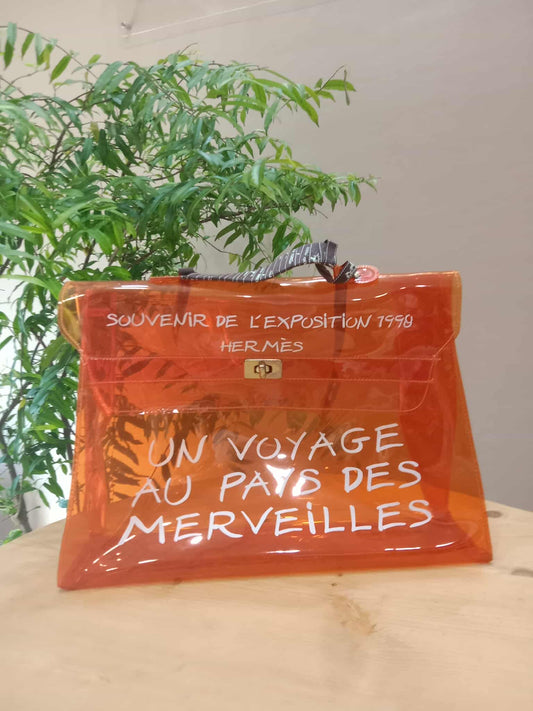Hermes Souvenir de I'Exposition 1998 Kelly Bag Orange