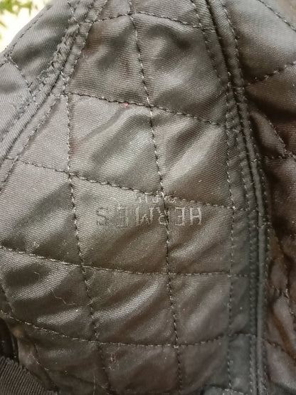 Hermes Black Quilted Leather Raccoon Winter Hat