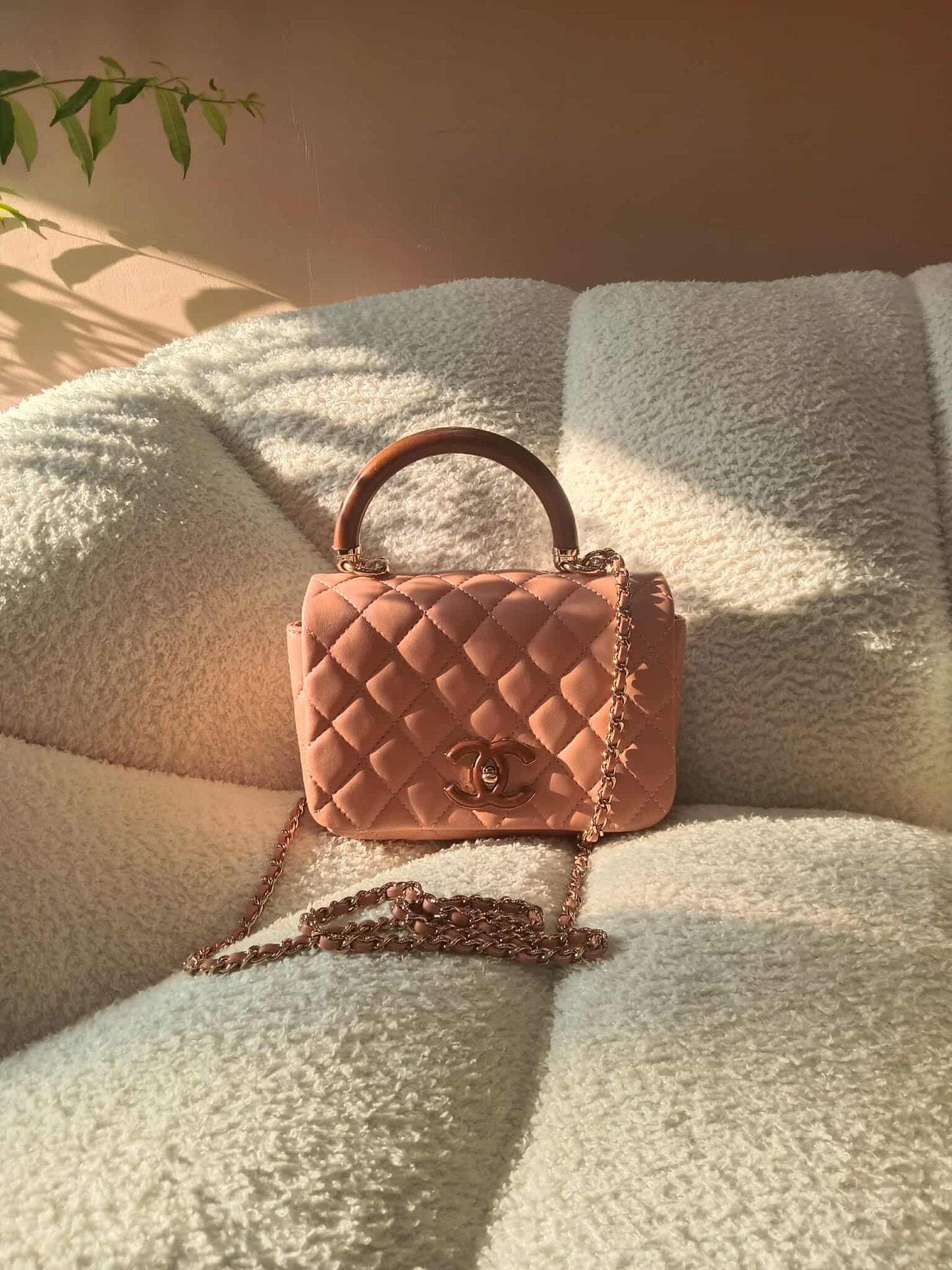 Chanel Mini Seasonal Wood Top Handle Flap Bag Peach Series 26