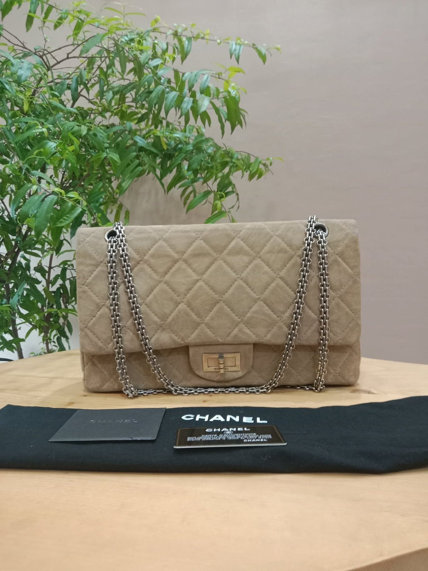 Chanel 2.55 Reissue Flap Bag Beige Suede Series 10