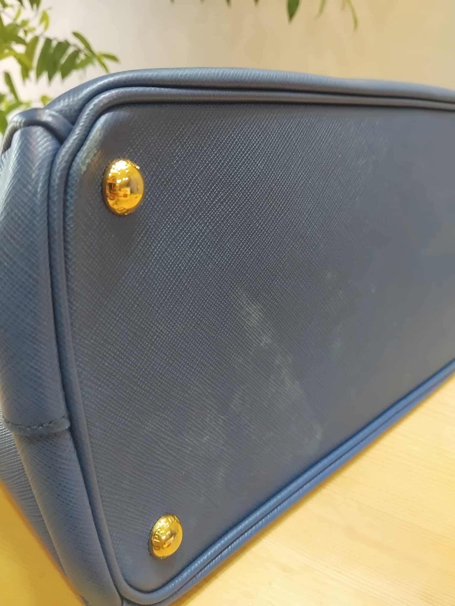 Prada Saffiano Lux Double Zip Tote Bag Blue GHW (208)