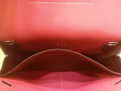 Hermes Halzan 31 Clemence Bicolor Rouge/Pink Stamp B 2023