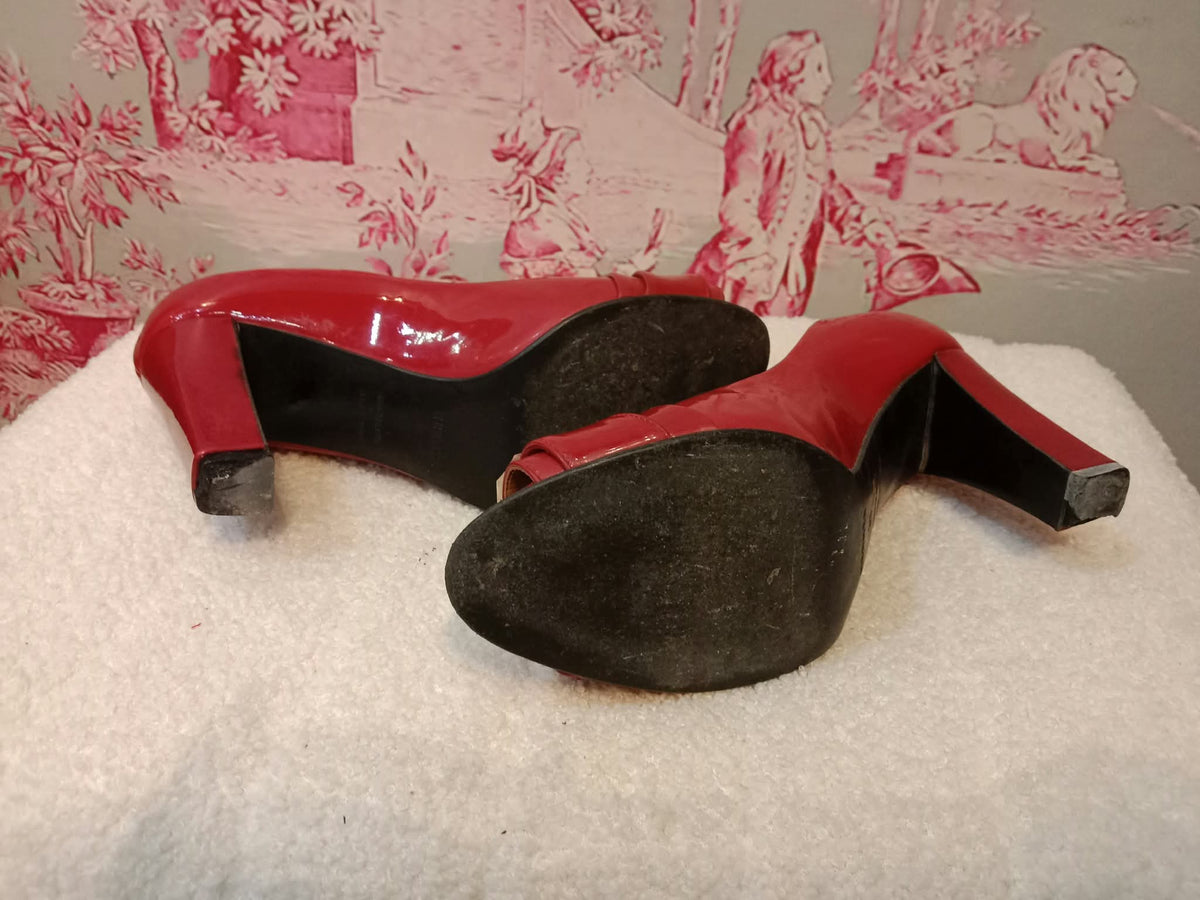 Hermes Heels Sandals Red Patent Size 38