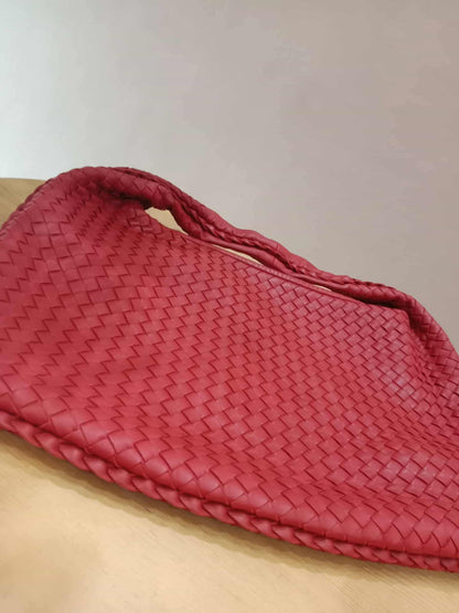 Bottega Veneta Intrecciato Hobo Bag Red