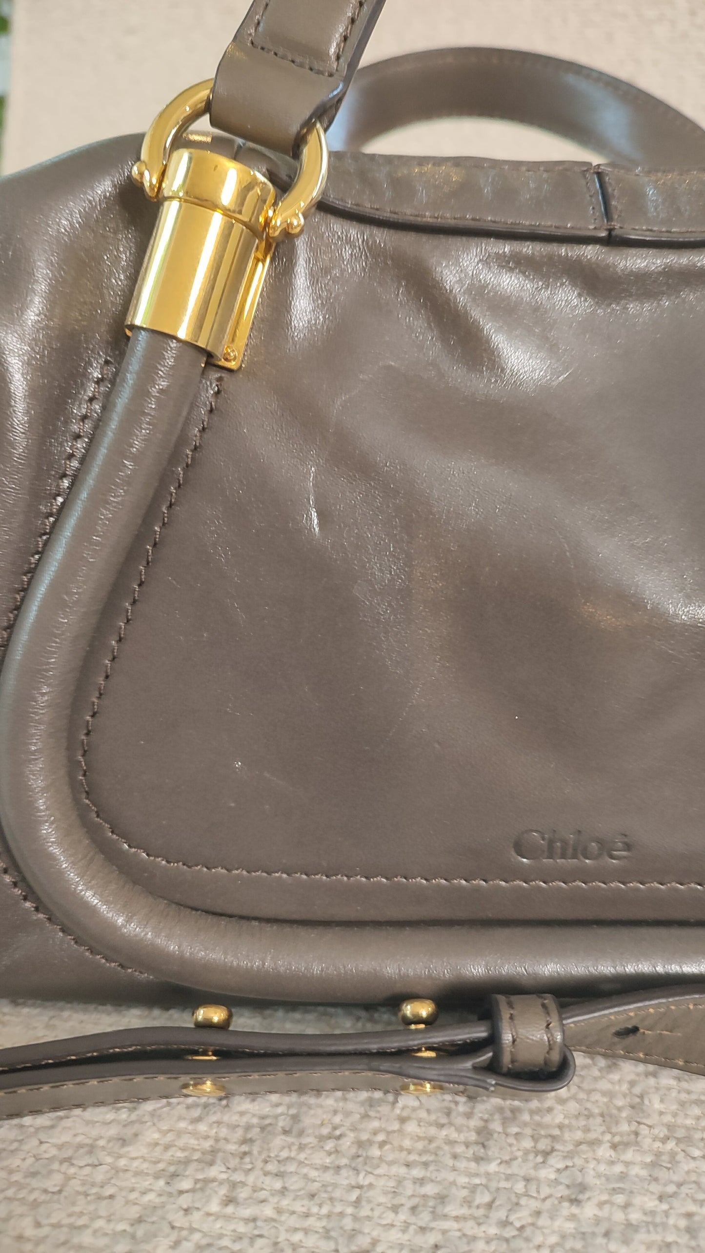 Chloe Small Double Carry Flannel Gray Bag