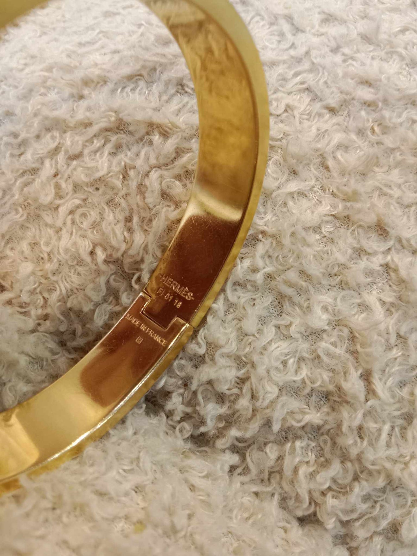 Hermes H Clic Noir Bangle Bracelet Gold Tone GM