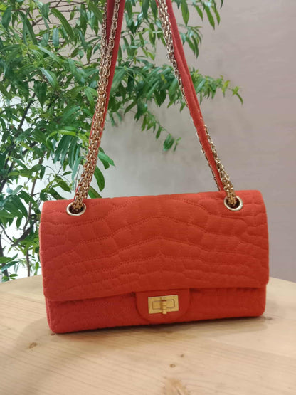 Chanel 2.55 Reissue Double Flap in Coral Jersey Fabric Series 11