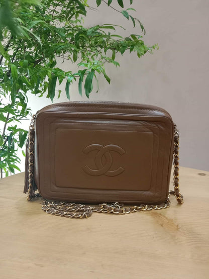 Chanel Vintage Camera Bag Lambskin Brown Series 0