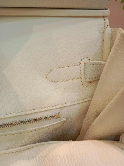 Hermes Birkin 35 White Clemence Stamp N Square 2010