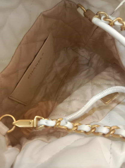 Chanel 22 Mini Tote Lambskin White Microchipped