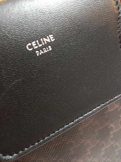 Celine Triomphe Phone Flap Pouch Black-Brown
