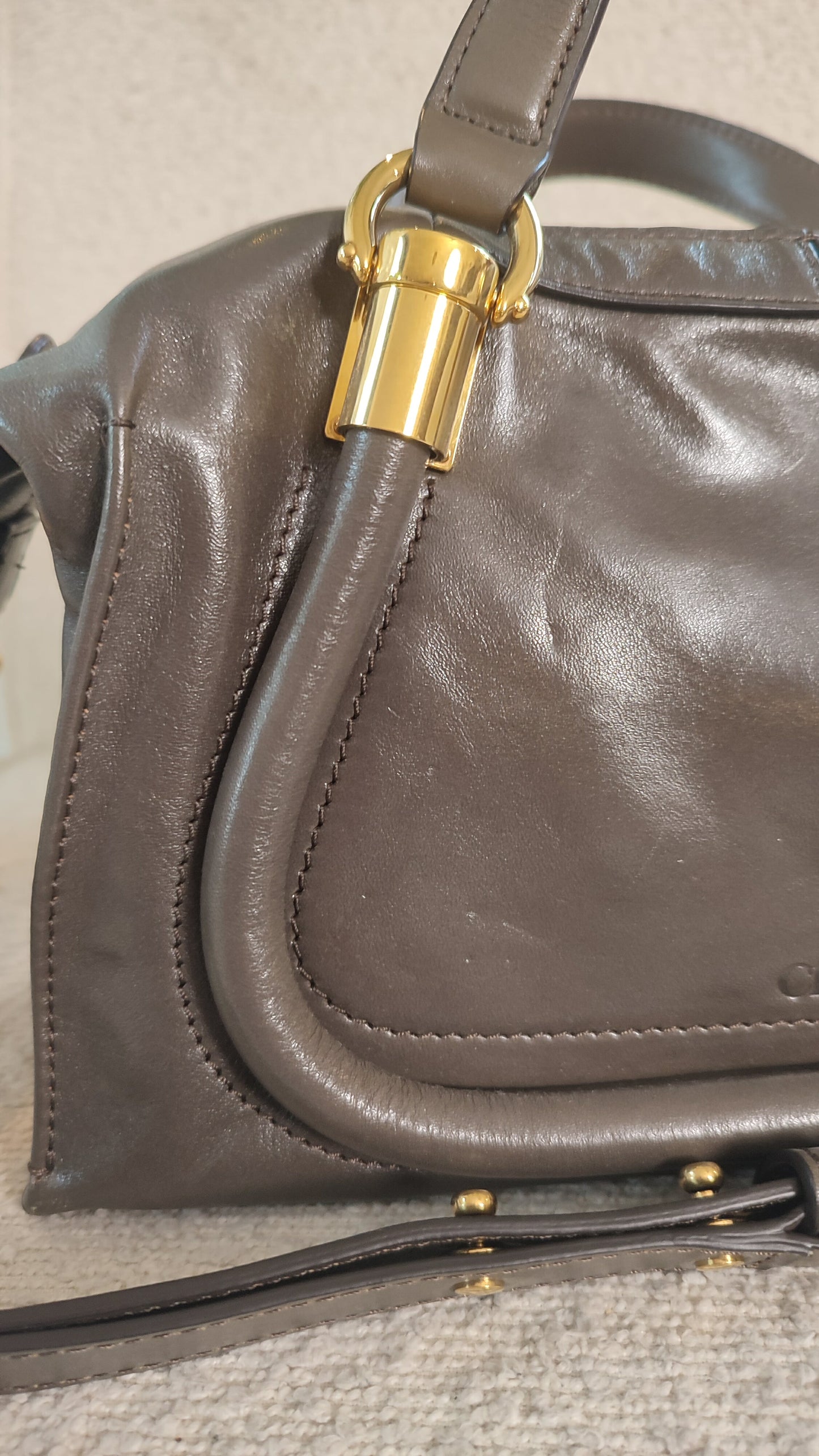 Chloe Small Double Carry Flannel Gray Bag
