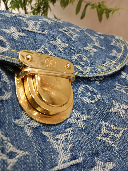 Louis Vuitton Monogram Denim Sac Plat Blue