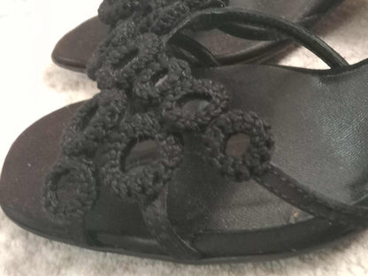 Prada Crochet & Sequin Black Kitten Heels Size 37 1/2