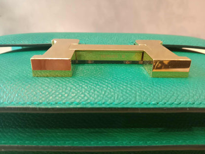 Hermes Constance 18 Green Epsom Stamp C 2018