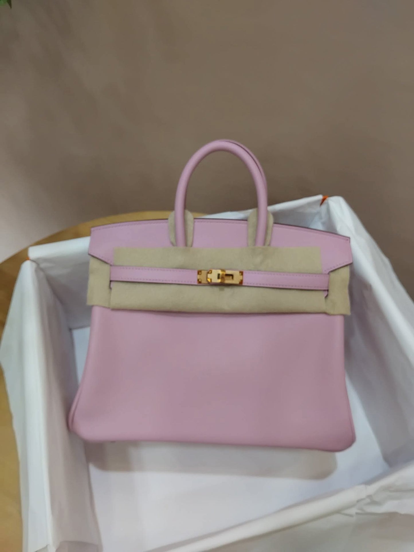 Hermes Birkin 25 Mauve Sylvestre Swift Rose Gold Hardware Stamp W 2024