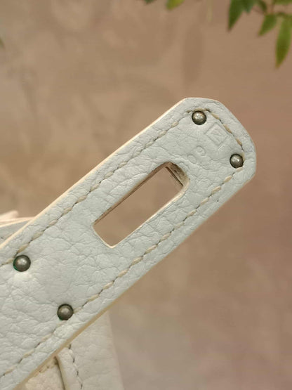 Hermes Birkin 35 White Clemence Stamp N Square 2010