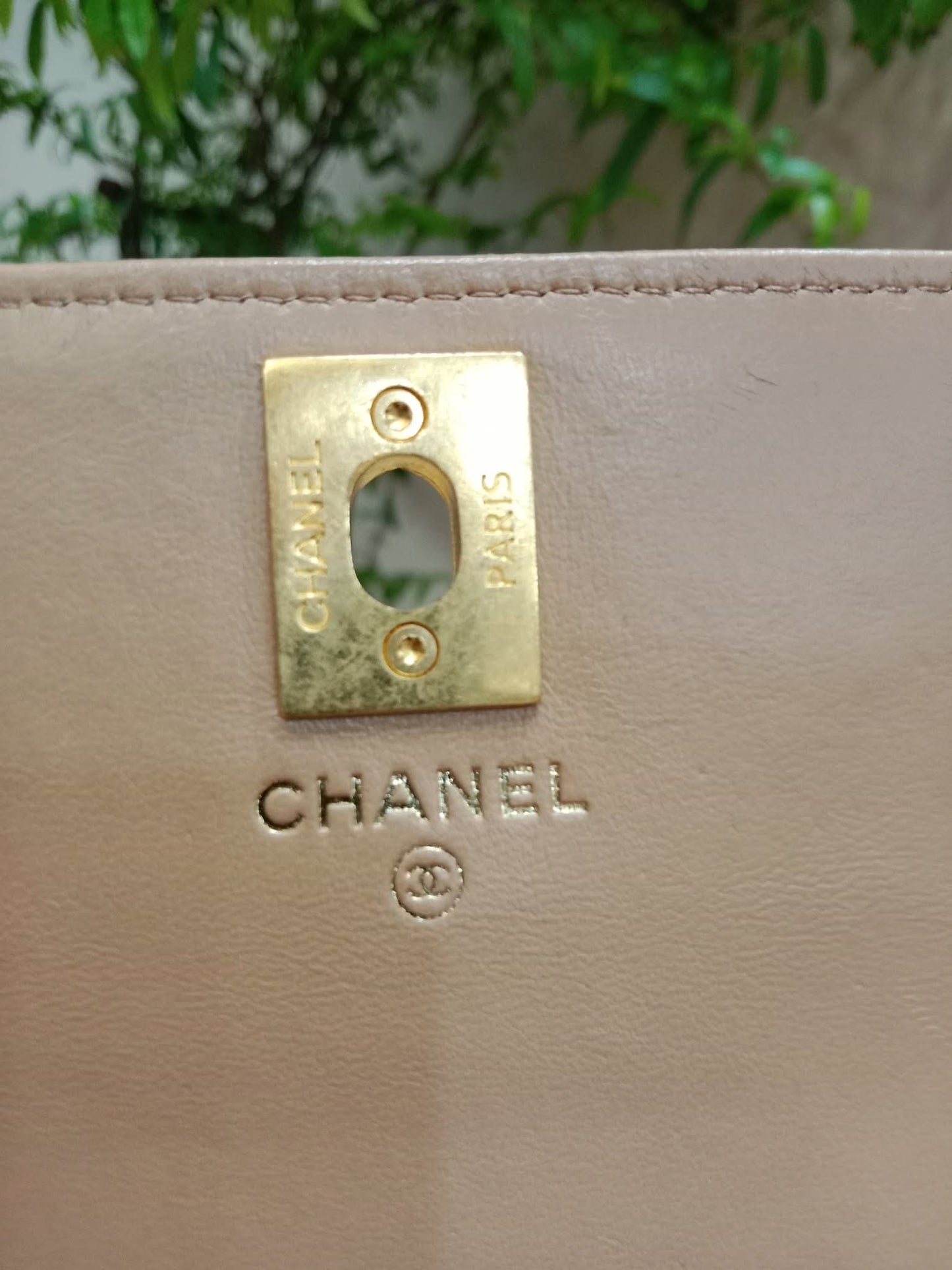 Chanel Quilted Wallet On Chain Lambskin Beige Microchipped