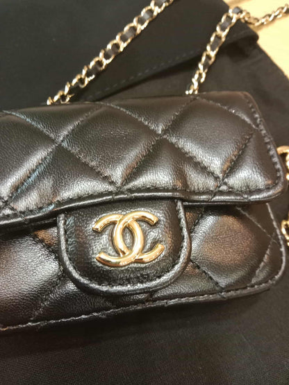 Chanel Bow Chain Belt Bag Black Lambskin Series 31