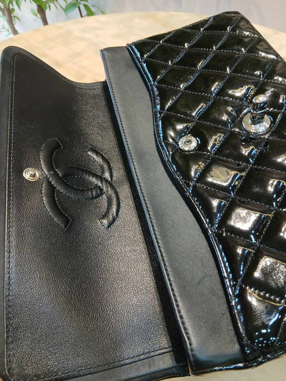 Chanel Classic Quilted Patent Double Flap Bag Black Medium Series 20