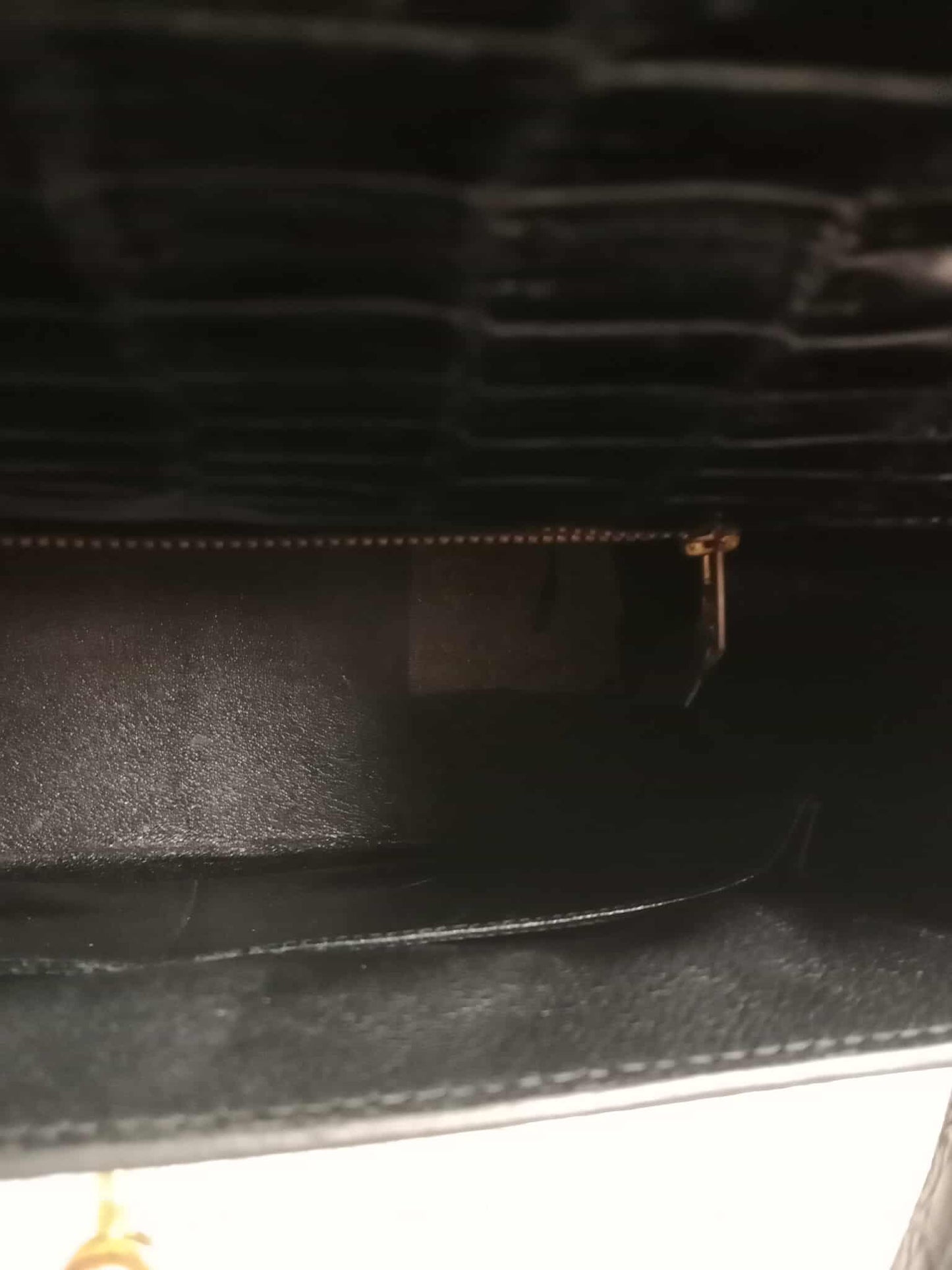 Hermes Kelly 28 Crocodile Noir Stamp S Circle 1989